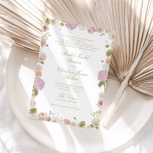 Invitation Cadre floral rose vert Mariage