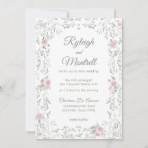 Cadre Floral Roses Roses et Verdure Romantique