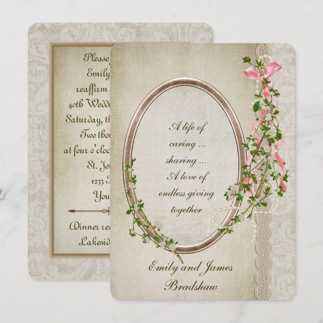Invitation Cadre floral vintage (Devant / Derrière)