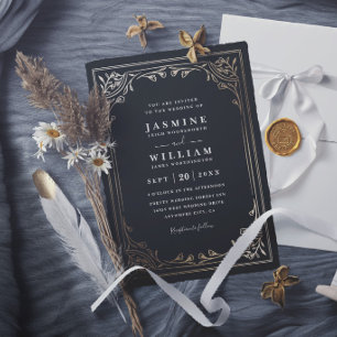 Invitation Cadre Floral Vintage Élégant Chic Mariage Moderne