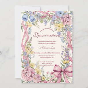 Invitation Cadre floral vintage Quinceañera
