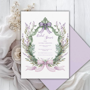 Invitation Cadre floral violet Élégant nœud papillon Mariage