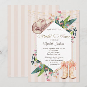 Invitation Cadre floral western de cow-boy pour douche de mar