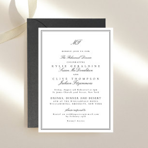 Invitation Cadre Formel Nuit de Répétition de Mariage Noir et