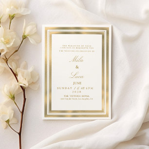 Invitation Cadre géométrique en or blanc de luxe Mariage