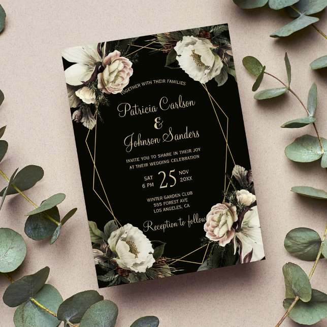 Invitation Cadre géométrique floral d'hiver mariage (Créateur téléchargé)