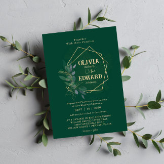 Invitation Cadre géométrique mariage feuillage verdoyant
