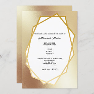 Invitation Cadre géométrique minimaliste or hexagonal