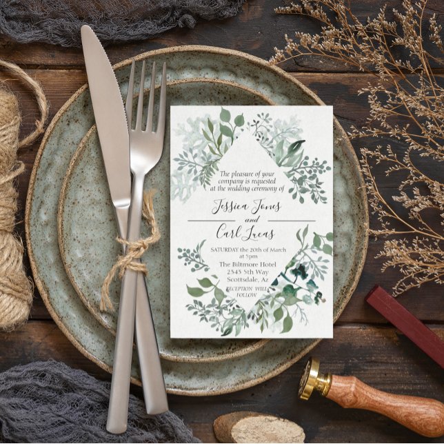 Invitation Cadre géométrique moderne de feuilles de verdure à (Créateur téléchargé)