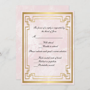 Invitation Cadre géométrique or Mariage en marbre rose