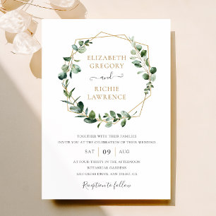 Invitation Cadre géométrique Or verdure Mariage élégant