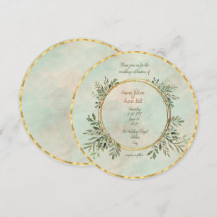 Invitation Cadre géométrique vert et or