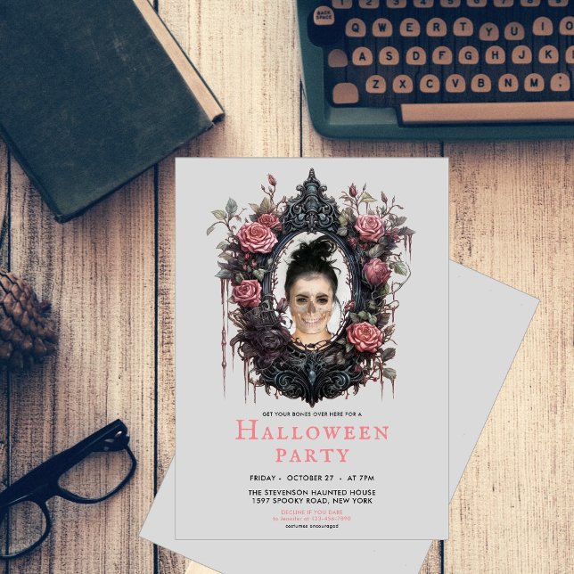 Invitation Cadre gothique avec roses et photo drôle personnal (Créateur téléchargé)
