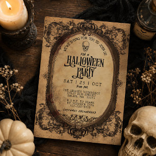 Invitation Cadre gothique vintage crâne fête d'Halloween
