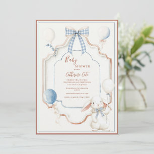 Invitation Cadre Lapin Vintage Ballons Bébé