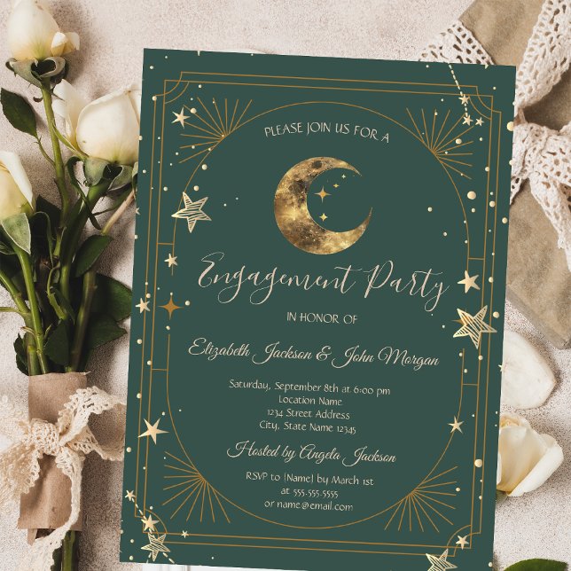 Invitation Cadre Lune Étoiles Céleste (Créateur téléchargé)