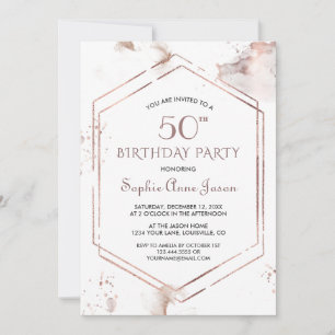 Invitation Cadre Luxueux en Or Rose pour les 50 ans