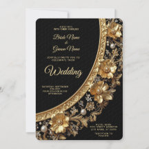 Cadre Mariage Orné Doré