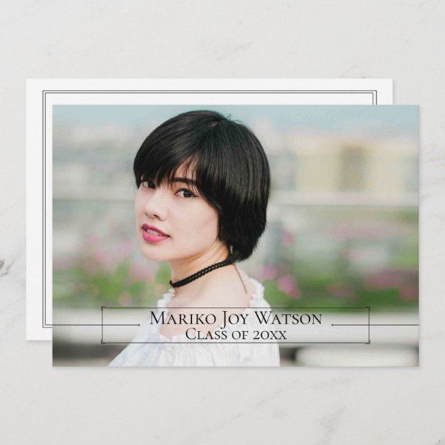 Invitation Cadre minimaliste élégant avec flèches Graduation (Devant / Derrière)