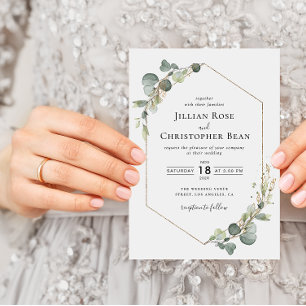 Invitation cadre moderne mariage de verdure eucalyptus