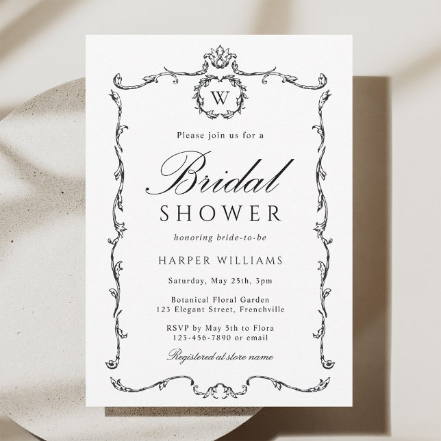 Invitation Cadre Moderne Mariage Noir & Blanc  (Créateur téléchargé)