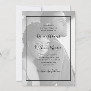 Invitation Cadre noir moderne   Mariage de superposition phot