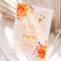 Cadre ondulé chaud orange boho floral Sweet 16
