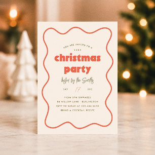 Invitation Cadre Ondulé Rétro Fête de Noël Orange