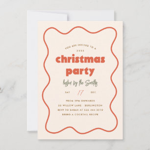 Invitation Cadre Ondulé Rétro Fête de Noël Orange