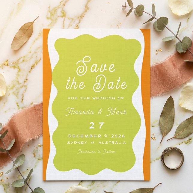 Invitation Cadre Ondulé Rétro Mariage Simple Classique Fantai (Créateur téléchargé)
