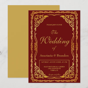 Invitation Cadre Or élégant   MARIAGE