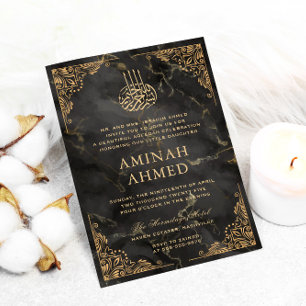 Invitation Cadre or Marbre noir en céramique Aqiqa Aqeeqa Bab