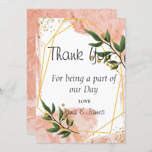 Invitation Cadre Or moderne ivoire Vert Floral merci