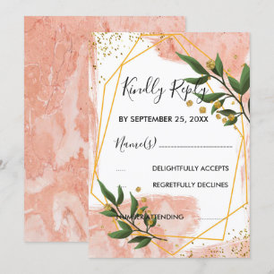 Invitation Cadre Or moderne ivoire vert Floral RSVP