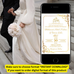 Invitation Cadre Or Simple Élégant Moderne Nikah Walima