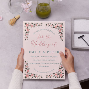 Invitation Cadre Oriental Inspiré Floral Mariage frontière