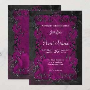 Invitation Cadre Orné Violet  Gothique Sweet 16