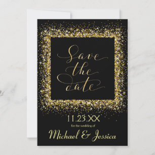 Invitation Cadre Pailleté Or - Save the Date