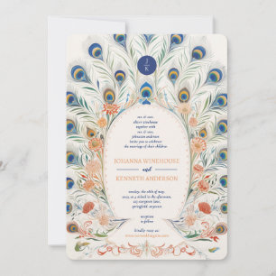 Invitation Cadre Peacock vintage   Mariage de monogramme