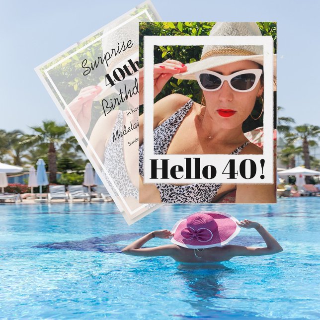 Invitation Cadre photo 40e anniversaire Moderne Chic (Créateur téléchargé)