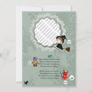 Invitation Cadre photo avec Sorcière, Monstres, Fantôme, Chat