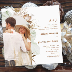 Invitation Cadre photo Boho Botanique avec Mariage Monogramme