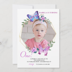 Invitation Cadre photo d'anniversaire papillon