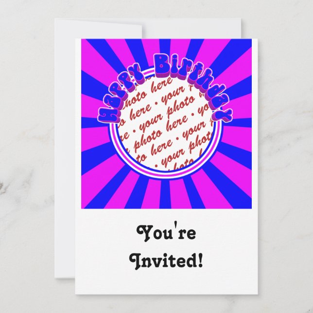 Invitation Cadre photo d'anniversaire rétro des années 1970 s (Devant)