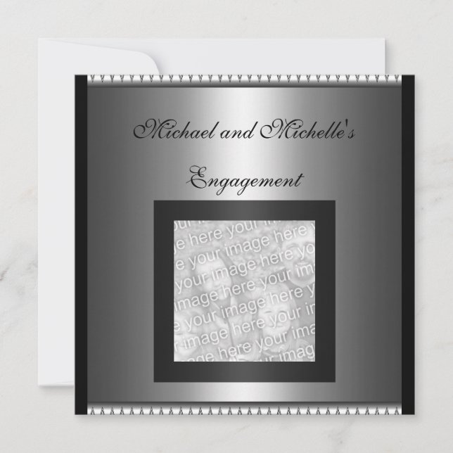 Invitation Cadre photo de glamour de mariage Argent (Devant)