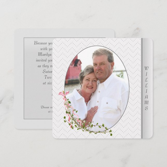 Invitation Cadre photo en relief argent renouvellement vow (Devant / Derrière)