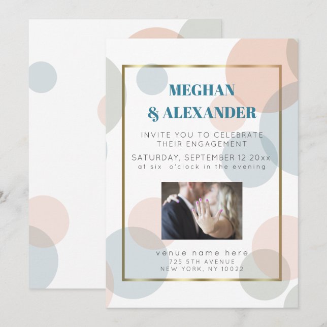 Invitation Cadre photo Fiançailles Big Dots Confetti (Devant / Derrière)