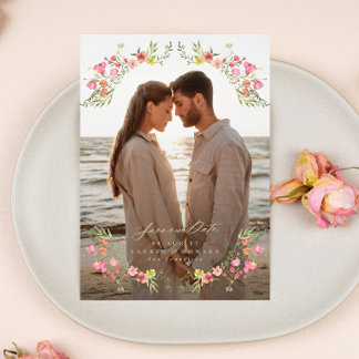 Invitation cadre photo floral élégant enregistrer la date mar