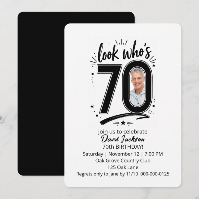 Invitation Cadre photo pour les 70 ans (Devant / Derrière)