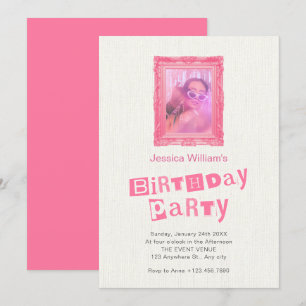 Invitation Cadre photo rose vintage